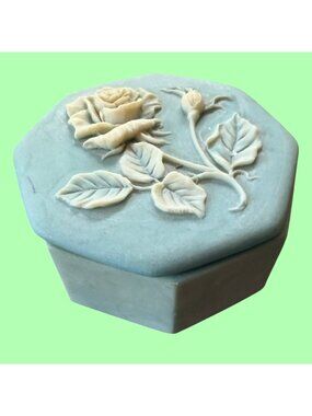 Vintage Design Gifts Rose Soapstone Romantic Soft Pastel Trinket Box